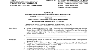 Di bawah ini adalah contoh surat keputusan pengangkatan jabatan yang bisa. Lampiran Ii Peraturan Bersama Menteri Pertanian Dan Kepala Badan Kepegawaian Negara Nomor 54 Permentan Ot 210 11 2008 Nomor 23 A Tahun 2008 Contoh Surat Surat Keputusan Pengangkatan Perpindahan Dari Jabatan Lain Ke Jabatan Fungsional Penyuluh Pertanian