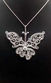 Silver Filigree Butterfly Pendant 3d Print Model Wire Wrapped Jewelry Pendant 3d Printed Jewelry Silver