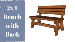 You can build a bench from blueprints and plans you buy or find for free, or browse plans that have lay the bench on its back and attach 1x6s (cut to the appropriate length) to the footboards using l finally, attach 2 pieces of 2 by 4s to the ends at a lower level for the seat. 2x4 Bench With Back Plans Youtube