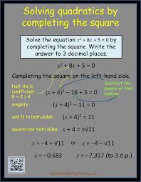 Completing The Square To Solve Quadratic Equations Gcse Mathematics Quadratics Completing The Square Math Methods