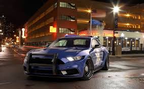 Ford Mustang Blue Police Car Night Street Wallpaper Ford Mustang 2017 Ford Mustang Mustang
