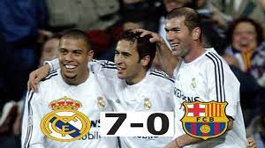 The club name in bold indicates a win for that team. Real Madrid Beat Barcelona 7 0