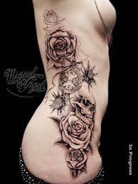 Pocket Clock Skull Roses And Thistle In Progress Tattoos Girl Tattoos Body Art Tattoos