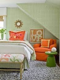 Love The Textures And Colors Orange Bedroom Decor Contemporary Bedroom Green Rooms