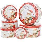 Christmas Cookie Tins, Round Nesting Storage Containers for ...