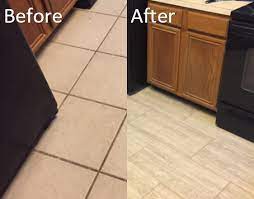 All you have to do is pull the kick off, remove the old floor covering, install the new flooring, then put the kick back. Before And After Kitchen Tile In Cypress Floor Coverings International Cypress