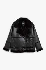 Monki Faux Shearling Biker Jacket In Black Jackets Fashion Online Shop Biker Jacket