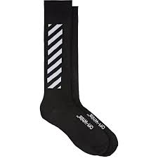 Black And White Striped Knee High Socks Off White C O Virgil Abloh Women S Side Striped Knee Socks 65 Liked On Polyvore Featuring Int White Knee High Socks Black And White Socks White Knee Socks