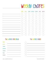 Free Printable Weekly Chore And Goal Chart By Mollie My