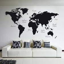 sticker mural geant black world map woonkamer decoratie muurstickers decoraties