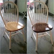 Refinished Kitchen Chairs As Part Of A Butcher Block Top Kitchen Table Set With A Dark Stain And High Gloss F Kitchen Table Settings Furniture Cheap Home Decor