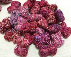 引き揃え糸 手染め 赤い糸お楽しみ袋 引き揃え糸 アートヤーン ハンドメイド