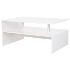 Homcom 2 Tier Coffee Table Side End Table Modern Rectangular Design W Open Shelf Living Room Entryway Hallway Furniture White Coffee Tables Home Garden Store