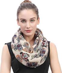 Lina & Lily Day of the Dead Sugar Skull Print Women's Infinity Scarf  Lightweight (Beige) at Amazon Women's Clothing store