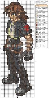 Final fantasy 1 cross stitch pattern directions. Final Fantasy Viii Squall Leonheart Cute Cross Stitch Pixel Art Cross Stitch