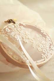 Porte Alliances Bois Dentelle Tambour Forme Ovale Ring Pillow Wedding Ring Bearer Wedding Wedding Hoop