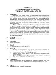 Pejabat agama islam johor dirba šiose srityse: Laporan Seminar Pengurusan Masjid Peringkat Daerah Johor Bahru