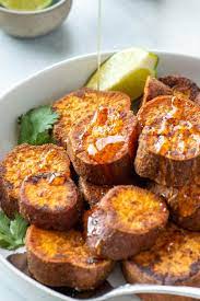 Sweet And Spicy Mexican Roasted Sweet Potatoes Gluten Free Paleo Veg Nyssa S Kitchen Recipe Roasted Sweet Potatoes Sweet Potato Recipes Roasted Sweet Potato Oven