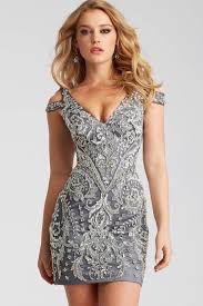 Jovani 54546 Beaded V Neck Sheath Dress Prom Dresses Short Short Fitted Dress Short Semi Formal Dresses