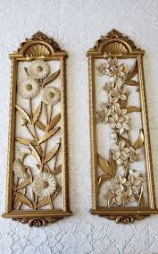 Vintage Hollywood Regency Wall Decor Mcm Syroco Flower Wall Art Gold White Flower Wall Art Wall Decor Vintage Hollywood