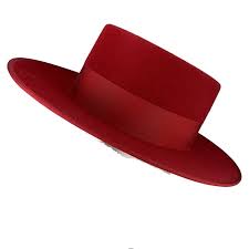 Men S Red Wide Flat Brim Hat Flat Top Bolero Capas