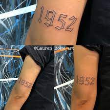Old English Script Outline Of The Year 1952 Apprenticetattooist Tattooapprentice Tattoodesign Tat Old English Tattoo Number Tattoos Tattoo Script Fonts