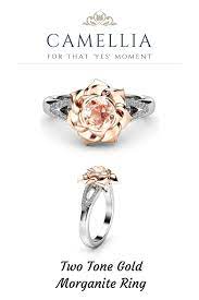 Rose Gold Morganite Ring Two Tone Gold Ring Morganite Engagement Ring Flower Promise Ring Anniversary Camellia Jewelry Rose Gold Morganite Ring Rose Gold Morganite Morganite Ring