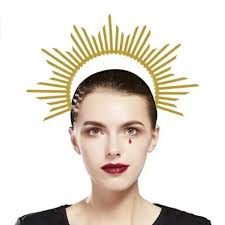 Gold Mary Krone Halo Stirnband Halloween Göttin Kostüm Kostüm Frauen Ghost  Festival Party Cosplay Kopf bedeckung Kopfschmuck