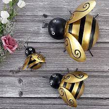 Amazon Com Mdluu Bumble Bee Metal Wall Art Bees Wall Sculpture Indoor Outdoor Bee Hanging Decor For Home Restaurant In 2021 Bee Wall Metal Wall Art Wall Sculptures