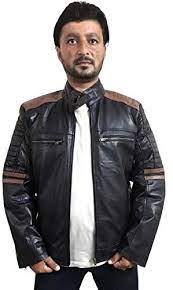 Vintage Black Stripe Leather Jacket For Bikers Bda Striped Leather Jacket Leather Jacket Cafe Racer Jacket