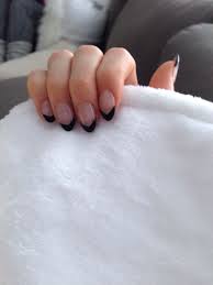 Acrylic Black Almond Shaped Nails Pin By Rachel Van Haselen On Nailed I T French Tip Acrylic Nails Nail Tips Trendy Nails