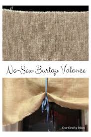 Again, go for a rustic look with a pallets valance: How To Make A No Sew Burlap Valance Our Crafty Mom