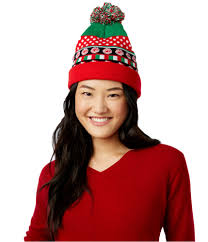 Planet Gold Womens Candy Cane Lights Beanie Hat