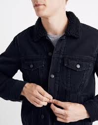 Sherpa Classic Jean Jacket In Black Classic Jeans Sherpa Jacket Outfit Jackets