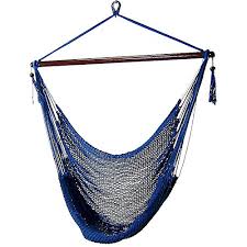 Living room, bedroom, dining room, patio Sunnydaze Hanging Rope Hammock Chair Swing Caribbean Style Extra Large Hanging Chair For Backyard Patio Blue Buy Online In Bahamas At Bahamas Desertcart Com Productid 10147190