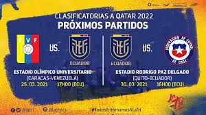 .de marzo de 2021, pero conmebol decidió suspender la primera doble fecha del año debido a la así las cosas, las fechas 7 y 8 de las eliminatorias tendrán lugar a principios de junio de 2021. La Tricolor Con Fechas Confirmadas En Las Eliminatorias Sudamericanas