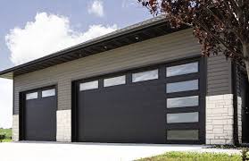 White color overhead garage door with window automatic remote controlled overhead garage modern design residential villa aluminum frame with perspective window garage door style. Modern Garage Door With Windows Modern Garage Doors Garage Doors Modern Garage