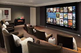 Media Room Cinema Like Media Room With Brown Chairs And Big Screen By Mediaroomdecor Media Room Design Home Cinema Room Home Theater Seating