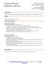 Company Manager Resume Samples Qwikresume