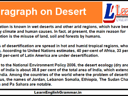 Today, we are sharing ten lines essay on camel. Paragraph On Desert In English For Students Learnenglishgrammar In