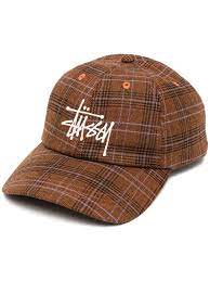 Stussy Check Pattern Baseball Cap Farfetch Hats For Men Baseball Cap Hat Designs