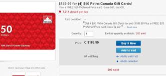 Maybe you would like to learn more about one of these? Quick Deal 225 Petro Canada Gas For 185 On Ebay Creditwalk Ca