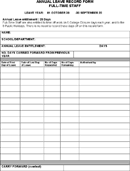 Staff annual leave calendar template excel vacation planner cale. Annual Leave Record Form Full Time Staff Download Job Application Form For Free Pdf Or Word