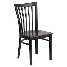 Flash Furniture Hercules 17 25 In Metal And Wood Rounded Vertical Slat Back Restaurant Chair Metal Dining Chairs Metal Chairs Restaurant Chairs