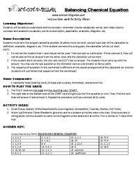 Select the correct balanced equation. Balancing Chemical Equations Games Worksheets Tpt