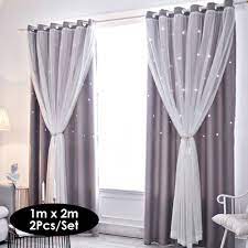 2pcs Window Curtain Hollowed Out Stars Shading Curtain Drape Purdah For Home Living Room Bedroom Walmart Com In 2021 Living Room Drapes Curtains For Grey Walls Grey Walls Living Room