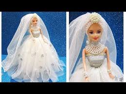 Diy Barbie Dresses Making Easy No Sew Clothes For Barbies Creative Fun For Kids Youtube Diy Barbie Clothes Barbie Bride Bride Dolls