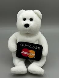 Mastercard Corporate White Bean Bag Teddy Bear Plush Toy Doll