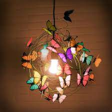 Lampe Avec Papillons Multicolore Et Cable Vert Papillon Decoration Craft Bricolage Et Loisirs Creatifs
