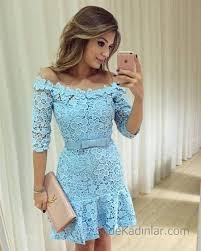 firfirli elbise bebek mavisi kisa omzu acik yetim kol gupur dantel kiyafet kombinleri prom dresses short cocktail dress lace homecoming dresses short